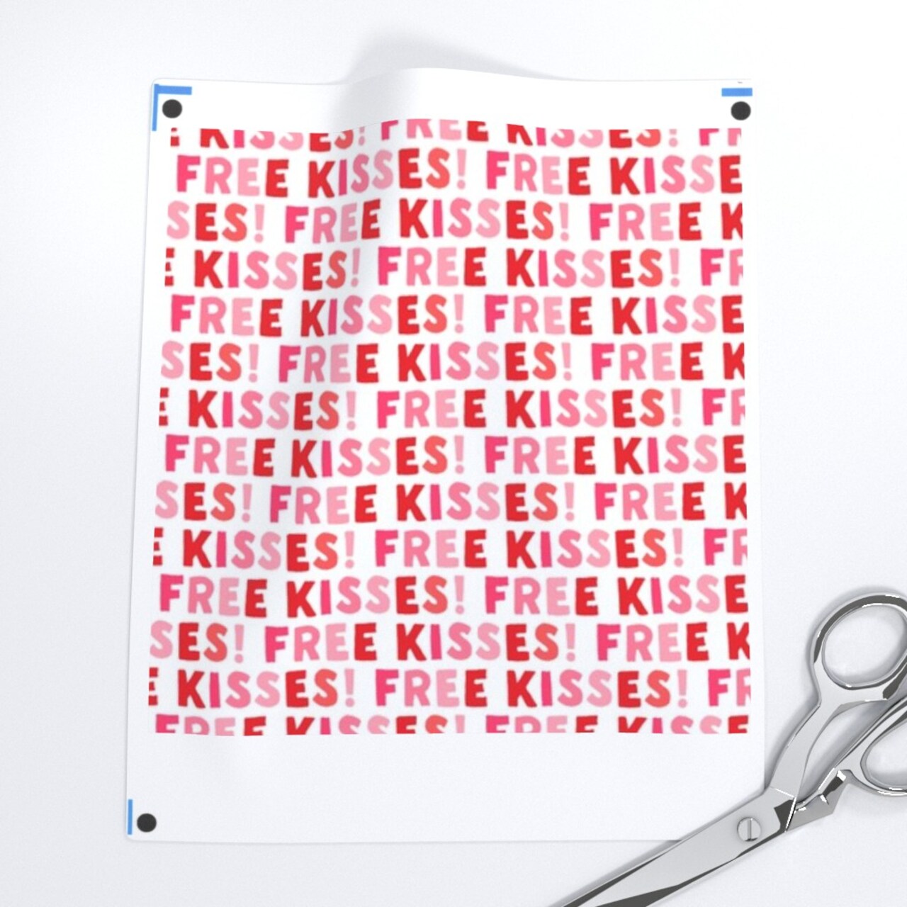 Free Kisses Multi Red Pink Love Valentine Valentines Day Custom Printed Fabric by Spoonflower Various Fabrics by the Yard or Fat Quarter